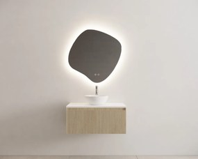 Gliss Design Timotheus badmeubel met ribbelfront 80cm corn silk met wit toppaneel en waskom