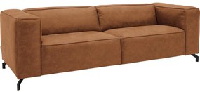 Goossens Bank Calvin cognac, micro leer, 3,5-zits, modern design