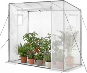 VEVOR Kas 195x77x146/168 cm, Foliekas, Tomatenkas met gepoedercoat stalen frame, PE-hoes, oprolbare deur met ritssluiting en 2 ramen, Buitenkas