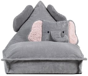 Kinder Zitzak Olifant Lounger & Kussen Set - Grijs
