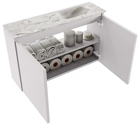 Mondiaz Ture DLux toiletmeubel 80cm cale met wastafel glace rechts zonder kraangat