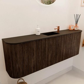Mondiaz Joya 125cm toiletmeubel ronding links/rechts walnut met wastafel faye midden 1 kraangat urban
