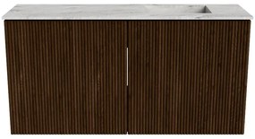 Mondiaz Joya DLux 80cm toiletmeubel walnut met wastafel faye rechts 1 kraangat glace