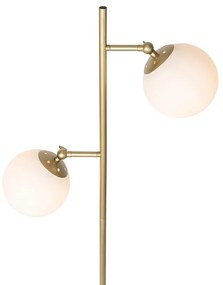 Art Deco vloerlamp goud met mat glas 2-lichts - Pallon