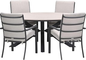 Garden Impressions Senja tuinset 5-delig desert sand - Tulli tuintafel 180x115 cm - light teak vironwood