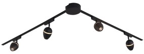 LED Modern railsysteem met 4 Spot / Opbouwspot / Plafondspots zwart 1-fase - Magnetic Eggy Modern Binnenverlichting Lamp