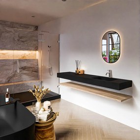 Zaro Alan badmeubel 190cm met planchet washed oak en vrijhangende wastafel cloud rechts 1 kraangat urban