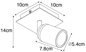 Moderne badkamer Spot / Opbouwspot / Plafondspot messing vierkant IP44 - Ducha Modern GU10 IP44 Lamp