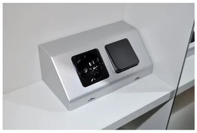 Inbouw / opbouw contactdoos en schakelaar zilvergrijs