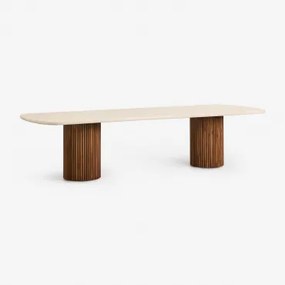 Rechthoekige Eettafel Sirvon In Cement En Acaciahout 270 X 110 Cm - Sklum