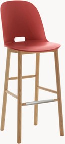 Handgemaakte barstoel Alfi High Back met essenhouten poten