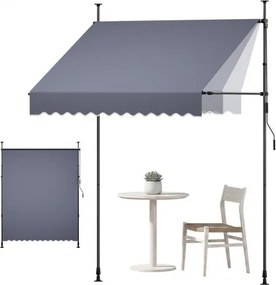 VEVOR Klemzonnescherm 2 m, in hoogte verstelbaar zonnescherm met handslinger, terraszonnescherm met UPF 80+ zonbescherming, zonnescherm, balkonzonnescherm, ideaal voor terras, balkon en tuin, donkergrijs