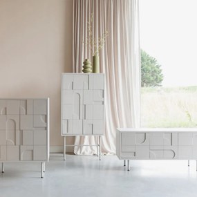 Beige Dressoir Met Relief Vormen - 120x40x55cm.