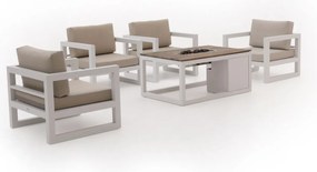 Forza Calleo/Cosiraw stoel loungeset met vuurtafel 5-delig