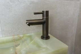 Saniclear Green Onyx fonteinset met rechte kraan in verouderd messing