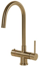 Selsiuz Inox kokend water kraan met titanium combi extra boiler en C-uitloopkraan gold