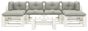 vidaXL 7-delige Loungeset met taupe kussens pallet hout