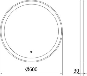 Mexen Esso verlichte, ronde badkamer spiegel 60 cm, LED 6000K, anti-condens, zwarte rand - 9825-060-060-611-70