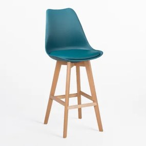 Set Van 4 Hoge Krukken 75 Cm Met Kussen In Kunstleer Nordic Blauw – Intens Turquoise - Sklum