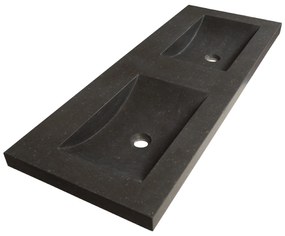 Sanituba Corestone dubbele wastafel basalt zonder kraangaten 120cm