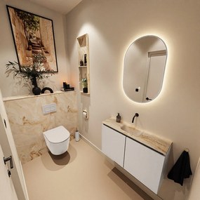 Mondiaz Ture DLux toiletmeubel 80cm linen met wastafel frappe midden zonder kraangat