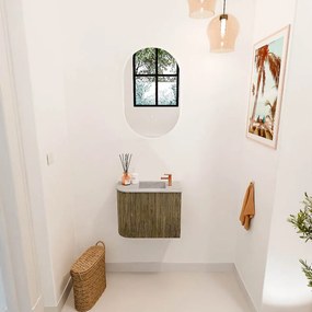 Mondiaz Joya DLux 50cm toiletmeubel ronding links dusk met wastafel faye rechts 1 kraangat glace