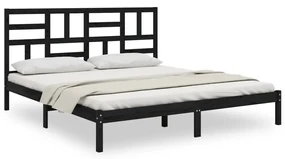 vidaXL Bedframe massief hout zwart 180x200 cm 6FT Super King