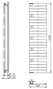 Aqualine Mili radiator mat zwart 60x180cm 927W