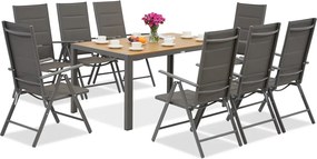 Aluminium tuinmeubelen met klaptafel 180/240 cm Verona Wood voor 8 personen Garden Point grijs
