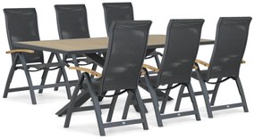 Tuinset 6 personen 215 cm Aluminium Grijs Presto Tarenta/Palermo