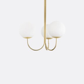 Hanglamp in messing en opaline glas, Moricio