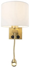 LED Smart wandlamp met dimmer goud met witte kap incl. Wifi A60 - Brescia Art Deco, Modern E27 rond Binnenverlichting Lamp