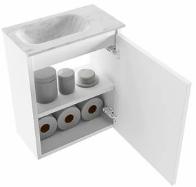 Mondiaz Ture DLux toiletmeubel 40cm talc met wastafel opalo links met kraangat