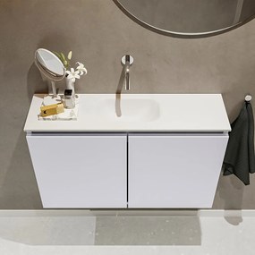 Mondiaz Ture 80cm toiletmeubel cale met wastafel talc midden geen kraangat