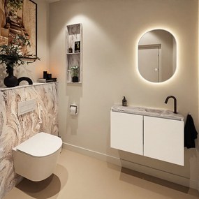 Mondiaz Ture DLux toiletmeubel 80cm talc met wastafel glace rechts met kraangat