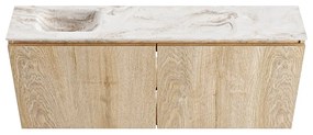 Mondiaz Ture DLux toiletmeubel 120cm washed oak met wastafel frappe links zonder kraangat