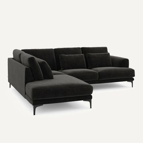 Hoekbank links fluweel chenille Marsile