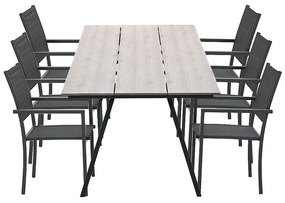 Garden Impressions Moon tuinset 7-delig donker grijs - Braga tuintafel 220x100 cm - light teak look