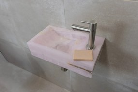 Saniclear Pink Onyx fonteinset met rechte kraan in RVS
