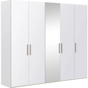 Goossens Kledingkast Easy Storage Ddk, Kledingkast 253 cm breed, 220 cm hoog, 4x glas draaideur en 1x spiegel draaideur midden