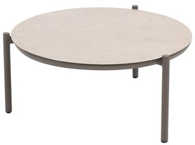 Taste by 4 Seasons Vic salontafel terre met rond keramisch geprint tafelblad Ø 73 cm (H 35 cm) Loungetafel bruin weerbestendig
