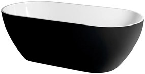 Polysan Reduta vrijstaand bad zwart/wit mineraalmarmer 150x75cm