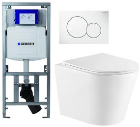 QeramiQ Dely Toiletset - Geberit UP320 inbouwreservoir - witte bedieningsplaat - toilet - zitting - glans wit 0701131/0700518/sw543431/