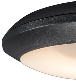 Buitenlamp met schemerschakelaar / dag-nacht sensor met bewegingsmelder Plafonnière zwart met bewegingssensor IP65 - Umberta Modern E27 IP65 Buitenverlichting rond