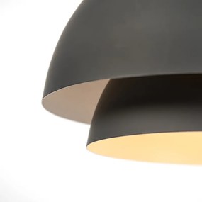 Scandinavische hanglamp zwart met wit 2-laags - Claudius