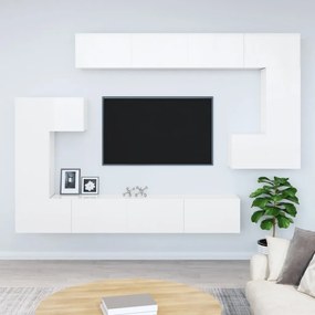 vidaXL Tv-wandmeubel bewerkt hout hoogglans wit