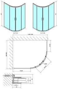 Polysan Easy Black kwartronde douchecabine 120x90cm zwart mat