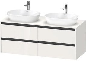 Duravit Ketho 2 wastafelonderbouwkast incl. consoleplaat met 4 laden voor waskom rechts 140x55x56.8cm met handgrepen antraciet hoogglans wit K24898R22220000