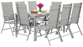 Polywood Verona aluminium tuinset voor 8 personen Garden Point lichtgrijs