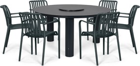 Tuinset Ronde Tuintafel 6 personen 150 cm Kunststof Grijs Domani Furniture Alba/Arancia